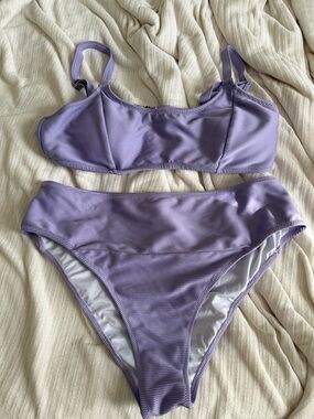 Lilac High-Waist Bikini Set - Women's Swim